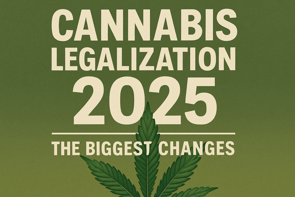 "Infographic illustrating major cannabis legalization updates in 2025, including new recreational markets and federal reforms.