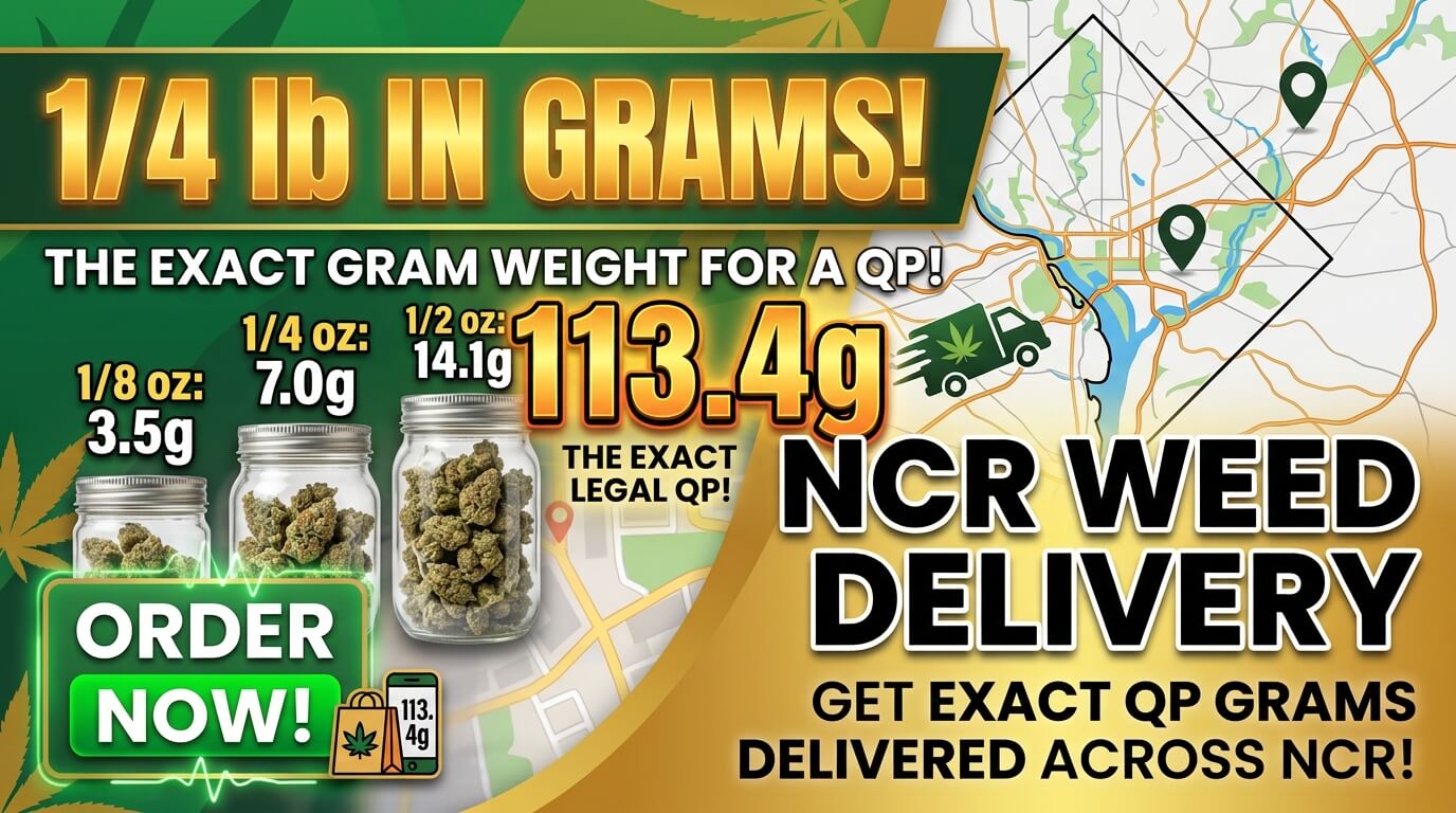 Digital scale measuring an exact quarter pound in grams of top shelf indoor cannabis flower