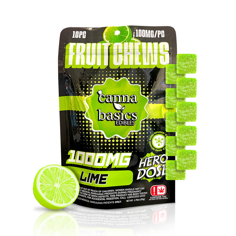 1000MG LIME FRUIT CHEWS - 10 PIECES