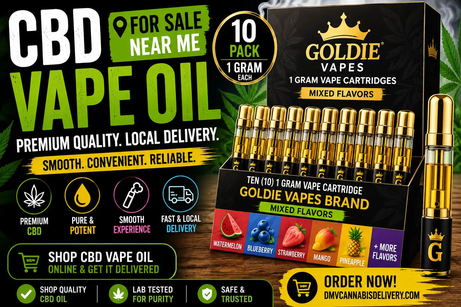 CBD Vape Oil for Sale Near Me: Find Goldie Vapes Mixed Flavors in the DMV Area
