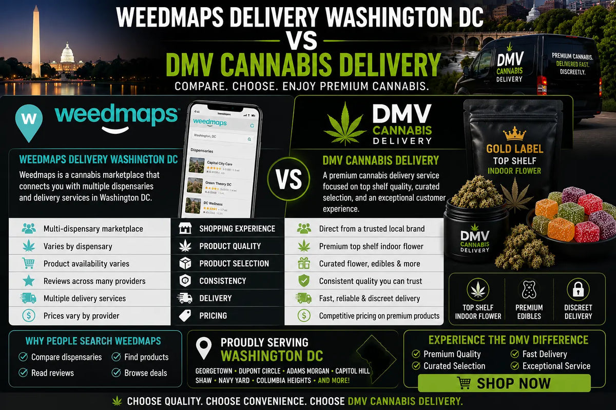 Weedmaps delivery Washington DC vs DMV Cannabis Delivery premium cannabis comparison