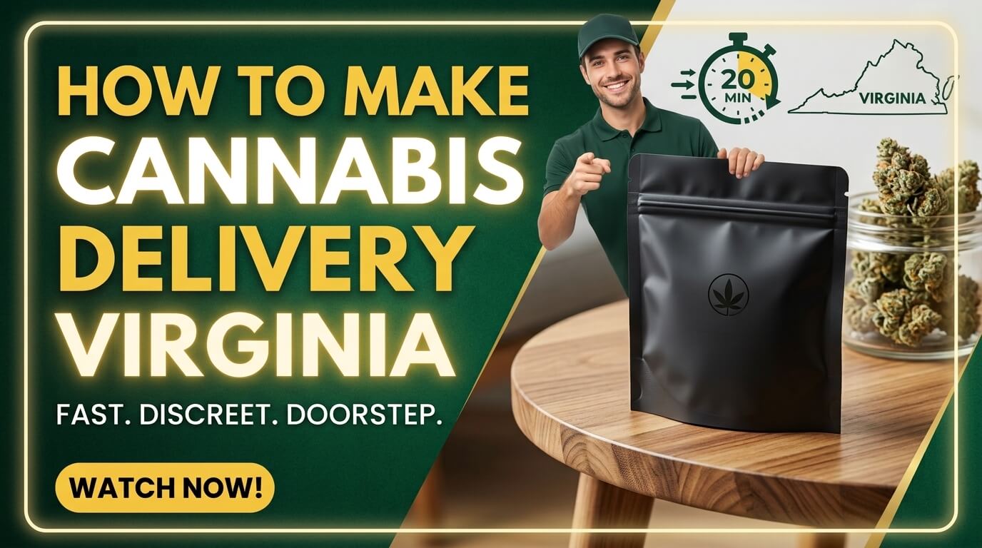 A sleek, discreet package containing premium weed delivery virginia products on a wooden table