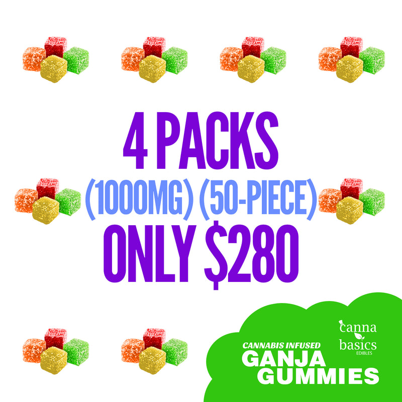 FOUR (4) - 1000MG THC GANJA GUMMIES by CANNA BASICS